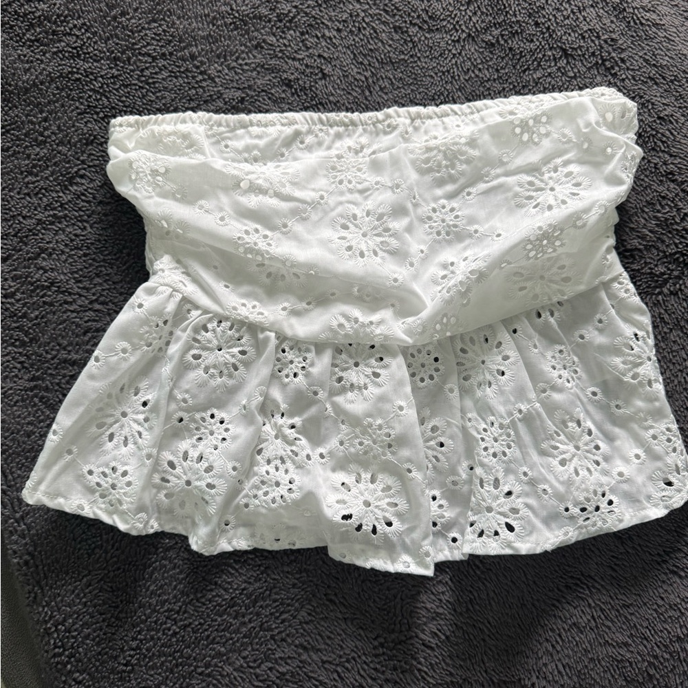 White Eyelet Embroidery Tube Top